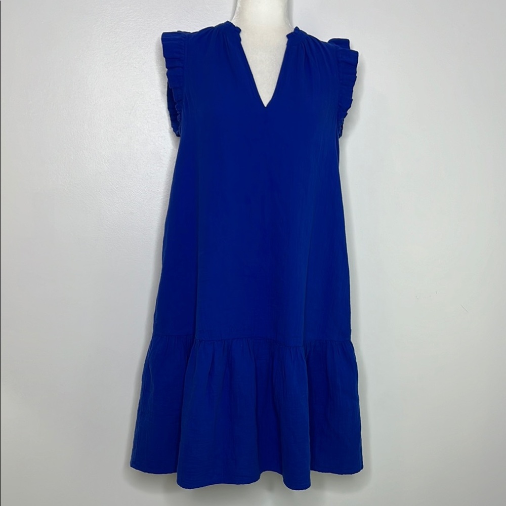 Boden Royal Blue Ruffled Sleeve V-Neck Sundress, Size 2R - Picture 2 of 9